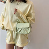 Pleated Small Handbags For Women High Pu Leather Shoulder Bag Solid Female Cross