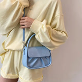 Pleated Small Handbags For Women High Pu Leather Shoulder Bag Solid Female Cross