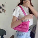 Pleated Women Shoulder Bags Oxford Ladies Hobos Purse Handbags