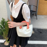 Pleated Mini Tote Shoulder Bag Soft PU Leather Clutch Purse Handbags