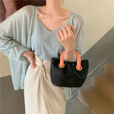Pleated Mini Tote Shoulder Bag Soft PU Leather Clutch Purse Handbags
