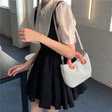 Pleated Mini Tote Shoulder Bag Soft PU Leather Clutch Purse Handbags