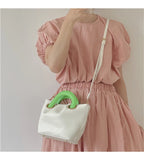 Pleated Mini Tote Shoulder Bag Soft PU Leather Clutch Purse Handbags