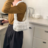 Plaid Shoulder Bag Winter Down Ladies Underarm Bags Small Clutch Purse Handbags