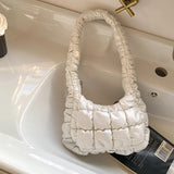 Plaid Shoulder Bag Winter Down Ladies Underarm Bags Small Clutch Purse Handbags