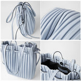 Pleated Stripe Bucket Bag Ladies Crossbody Bags for Women