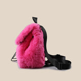 Winter Rose Red Plush Backpack for Women