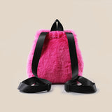 Winter Rose Red Plush Backpack for Women
