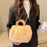 Fluffy Woven Crossbody Handbag Soft Winter Purse