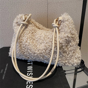 Winter Plush Crossbody Handbag Vegan Fur Small Shoulder Bag