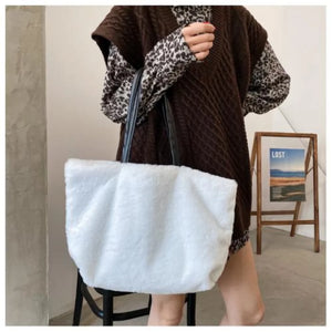 Plush Handbag Casual Lady Shoulder Bag Large Capacity Shopping Bag