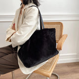Plush Handbag Casual Lady Shoulder Bag Large Capacity Shopping Bag