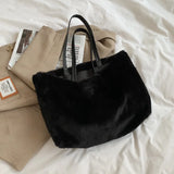 Plush Handbag Casual Lady Shoulder Bag Large Capacity Shopping Bag