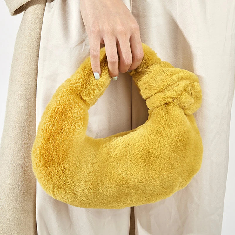 Plush Handbag Soft Shoulder Bag Winter Warm Top-handle Casual Small Wallet