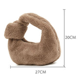 Plush Handbag Soft Shoulder Bag Winter Warm Top-handle Casual Small Wallet