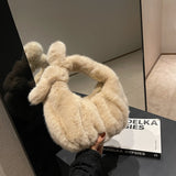 Women Western Style Plush Handbag Underarm Bag Tote Bag