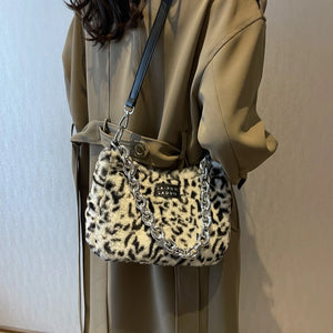 Plush Shoulder Bags Women Winter Handbags Daily Versatile Female Handbag