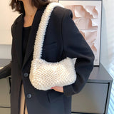 Solid Plush Underarm Bag Women Top-handle Casual Shoulder Handbags