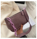 Crocodile Pattern One Shoulder Bag Small Square Leisure Beauty Bag