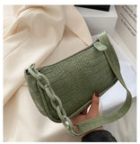 Crocodile Pattern One Shoulder Bag Small Square Leisure Beauty Bag