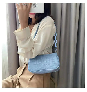 Crocodile Pattern One Shoulder Bag Small Square Leisure Beauty Bag