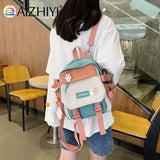 Preppy Style Women Cartoon Printing Contrast Backpack