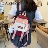 Preppy Style Women Cartoon Printing Contrast Backpack