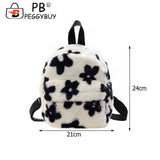 Preppy Style Women Flowers Printing Plush Backpack