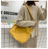 Preppy Style Women Hasp Canvas Shoulder Bag Casual Soft Zipper