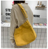 Preppy Style Women Hasp Canvas Shoulder Bag Casual Soft Zipper