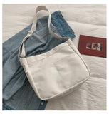 Preppy Style Women Hasp Canvas Shoulder Bag Casual Soft Zipper