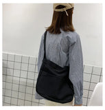 Preppy Style Women Hasp Canvas Shoulder Bag Casual Soft Zipper