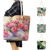 Floral Print Handbags Travel Thick Rope Beach Bag Casual Women Tote Bags