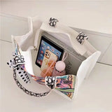 Women's Tote Shoulder Bag Large Capacity Shopping Bag Canvas Letter Zipper