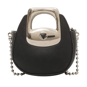 Pu Candy Ladies Chain Saddle Bag Metal Handle Messenger Bag Small Square Bag