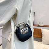 Pu Candy Ladies Chain Saddle Bag Metal Handle Messenger Bag Small Square Bag