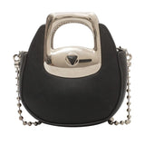 Pu Candy Ladies Chain Saddle Bag Metal Handle Messenger Bag Small Square Bag
