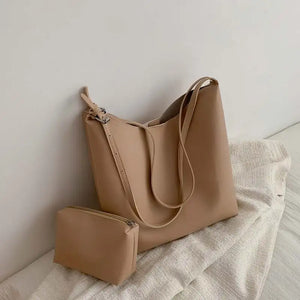 PU Leather Casual Bucket Bag Large Capacity Vintage Messenger Bag