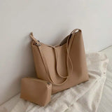 PU Leather Casual Bucket Bag Large Capacity Vintage Messenger Bag