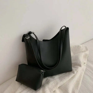 PU Leather Casual Bucket Bag Large Capacity Vintage Messenger Bag