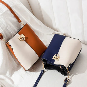 Splicing Bucket Women Shoulder Crossbody Messenger Bag
