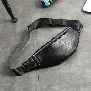 PU Leather Waist Bag Men Fanny Pack Male Heuptas Bum Banana Bag