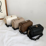 Solid Box Buckle Shoulder Bag Chain Bag Large-Capacity Messenger Bag