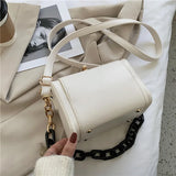 Solid Box Buckle Shoulder Bag Chain Bag Large-Capacity Messenger Bag