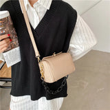 Solid Box Buckle Shoulder Bag Chain Bag Large-Capacity Messenger Bag