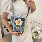 Women Shoulder Bags Lace Handbag Teen Girls Canvas Flap Phone Purse