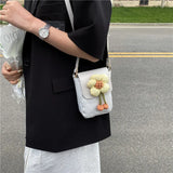 Women Shoulder Bags Lace Handbag Teen Girls Canvas Flap Phone Purse