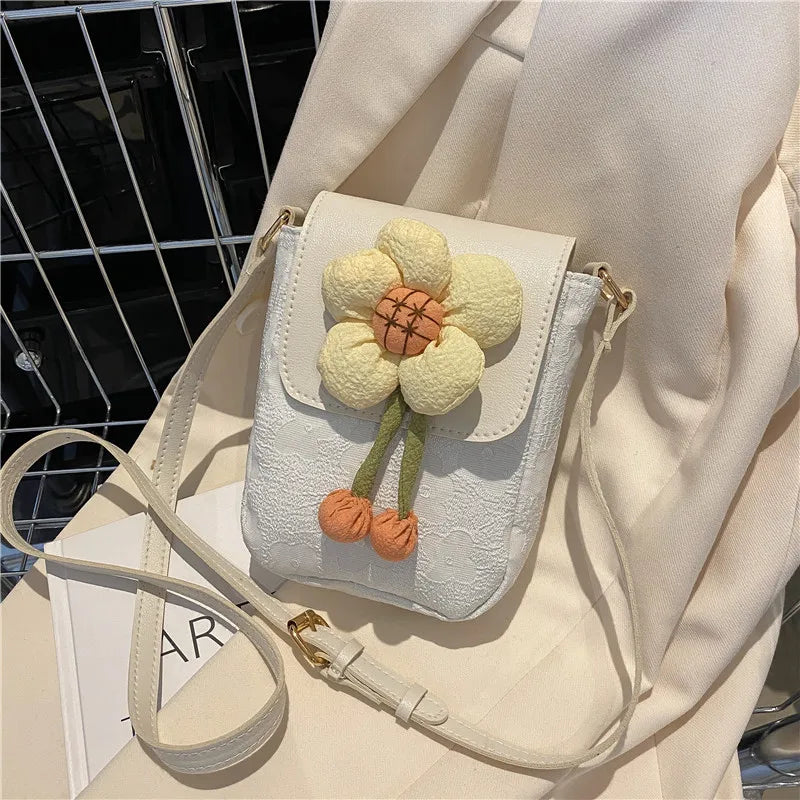 Women Shoulder Bags Lace Handbag Teen Girls Canvas Flap Phone Purse