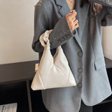 Women's Pleated Shoulder Bag Solid Handbag Advanced Portable Handhold