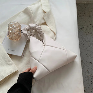 Women's Pleated Shoulder Bag Solid Handbag Advanced Portable Handhold